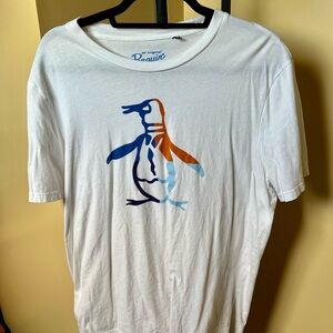 Original Penguin White Tee with Vibrant Penguin Design